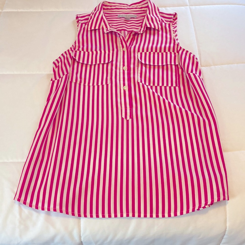 Banana Republic pink and white striped top. Size small.